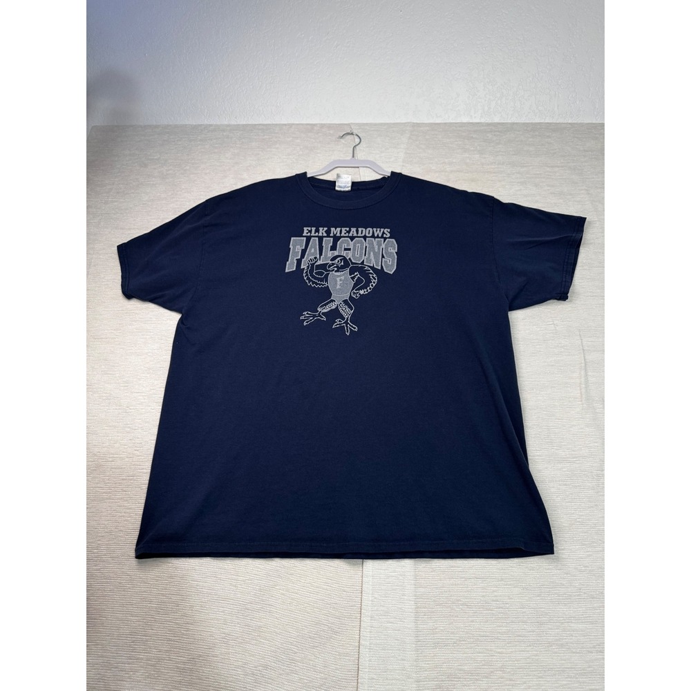 Port & Company Elk Meadows Falcons Navy Blue Graphic T-Shirt Mens 2XL PC55